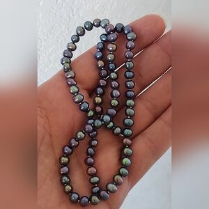 Gorgeous 10Kt Yellow Gold JCM 4MM Black Freshwater Pearl Necklace 17 1/3 Inch